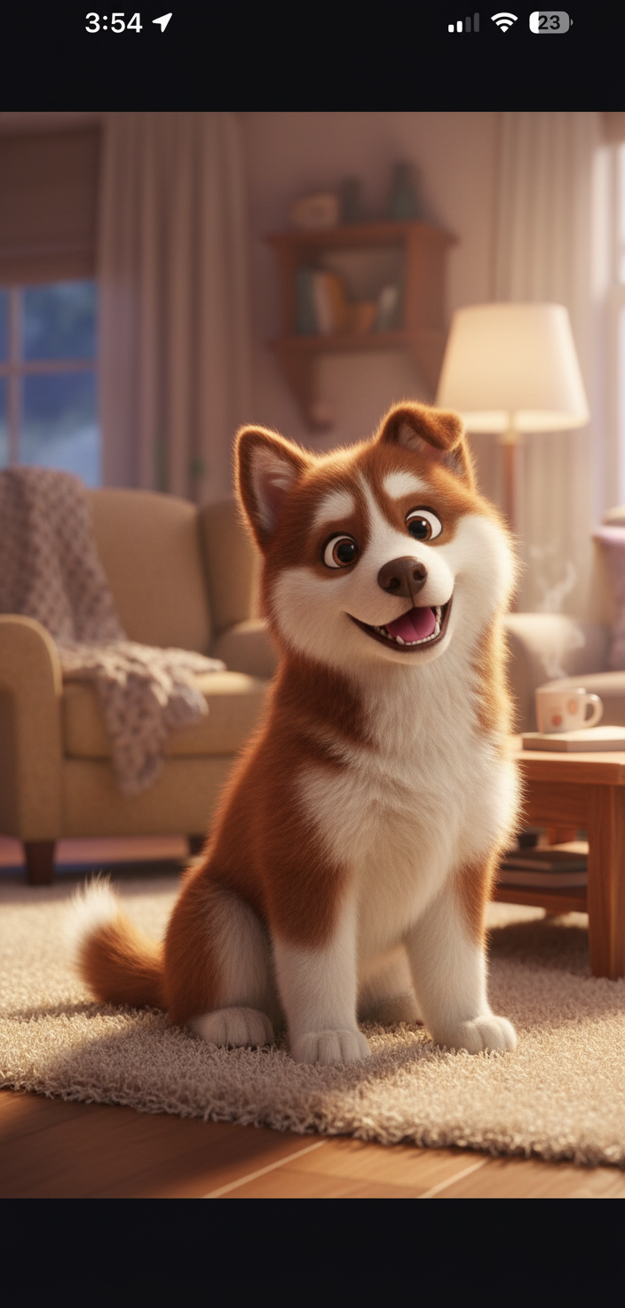 Pixar-style pet photo example